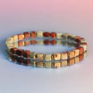 Natural Stone Stress Relief Energy Stone Beaded Bracelet Square Stone Bracelet Bohemian Ethnic Jewelry