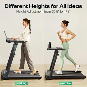 UREVO Foldable Incline Walking Pad Treadmill with Adjustable Desk, Handle Bar, SmartCoach App, Remote Control, 265 Lbs Weight Capacity