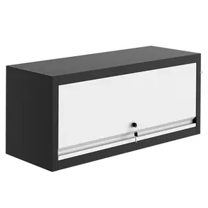 GARVEE Wall Mounted Storage Cabinet with Doors, Floating Tool Cabinet for Garage, Basement, Kitchen, Warehouse (Black, 13.8" H)