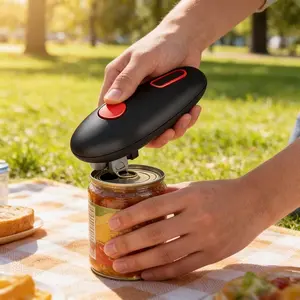 Automatic One-Touch Electric Can Opener Universal Fit Round & Square Can Portable Labor-Saving Smooth Safe Edge Can Opener Easy to Use for Weak Hands Elderly Arthritis Sufferers Household Kitchen Outdoor Camping Practical Senior Gift