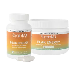 Peak Energy by BrainMD | Capsules or Powder | Fast-Acting, Sustained Focus & Performance
