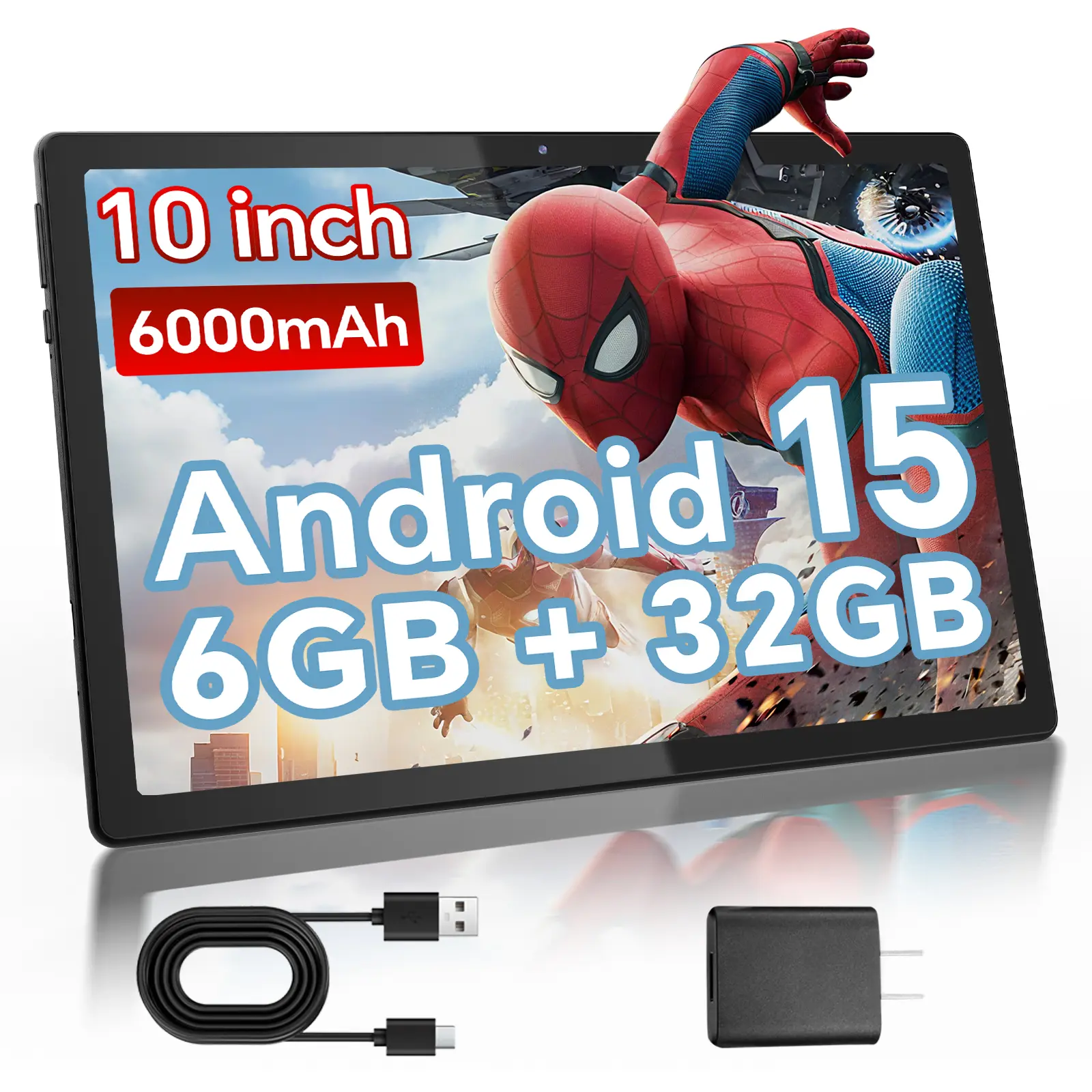 DigiLand 10.1 Inch Android 15 Tablet, 6GB RAM 32GB+256GB Storage, 6000mAh Battery, Dual Camera, WiFi BT 5.0, HD IPS Touchscreen, Best Gift fathersdaygift