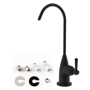 Drinking Water Faucet for Bar Kitchen Sink, Hibbent Lead-Free Water Filter Faucet Stainless Steel Reverse Osmosis Faucet RO Faucet for Under Sink Water Filtration System Matte Black Finish