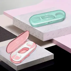 2pcs Compact Oral Care Storage Boxes - Transparent Lid Design With Ergonomic Handle, Durable PC Construction In Pink/Mint Green, Perfect For Dental Floss & Toothpick Portability