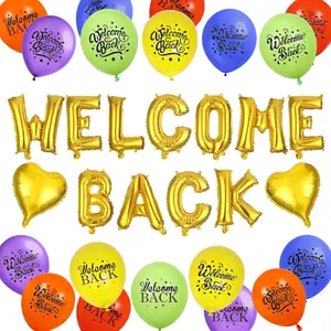 Welcome Back Gold Balloon Banner Set Party Decor for School Office Home Celebration Setup