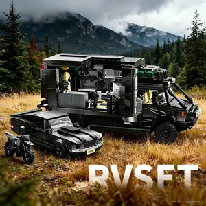 RV Building Block Set, Detachable Trailer Shape, RV, Car, Motorcycle Models, Desktop Decoration, High Difficulty Adult Toy, Collection Gift
