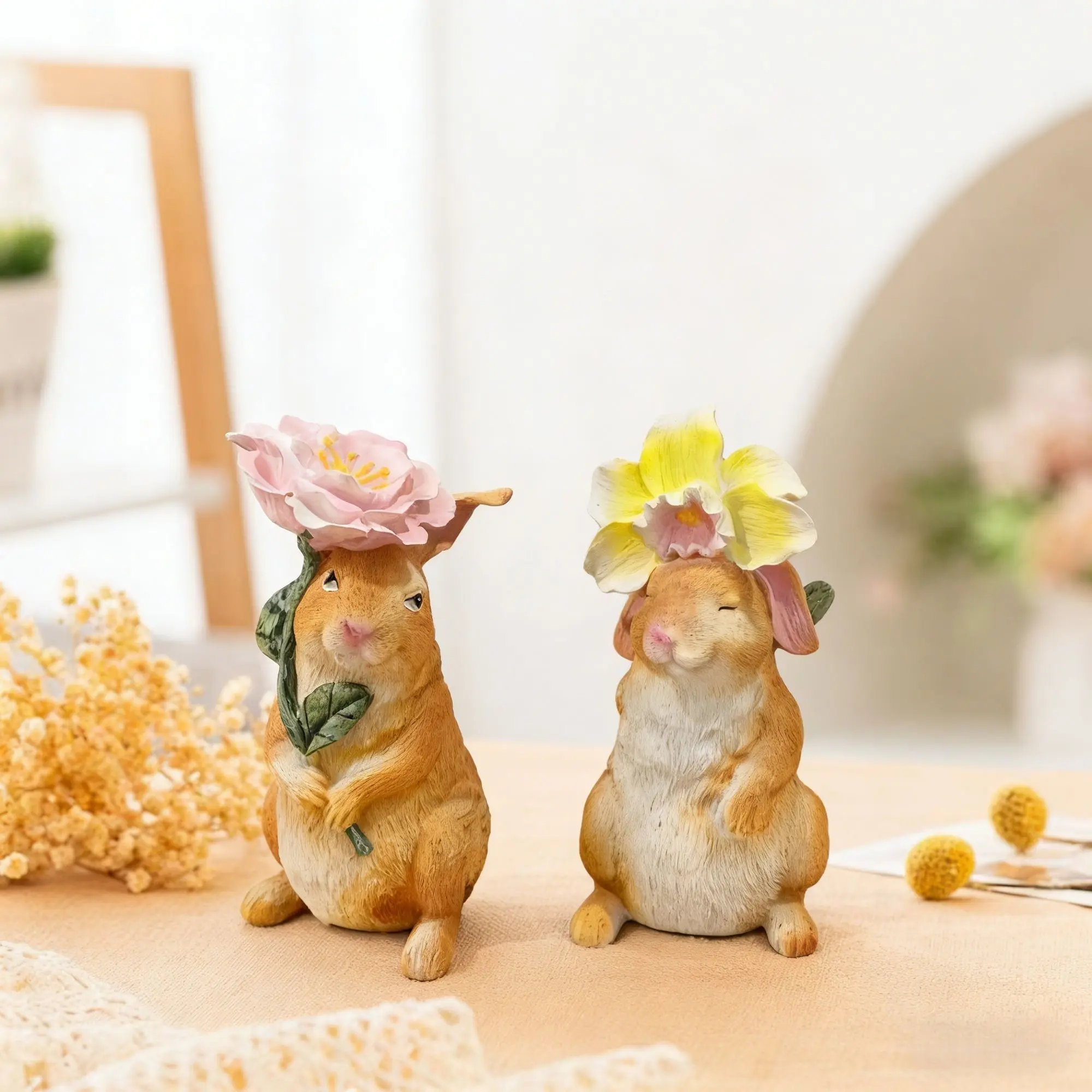 Modern Minimalist Resin Rabbit Sculpture, Indoor Farmhouse Decor, Home Decoration Accessory, Desktop Craft Ornament
