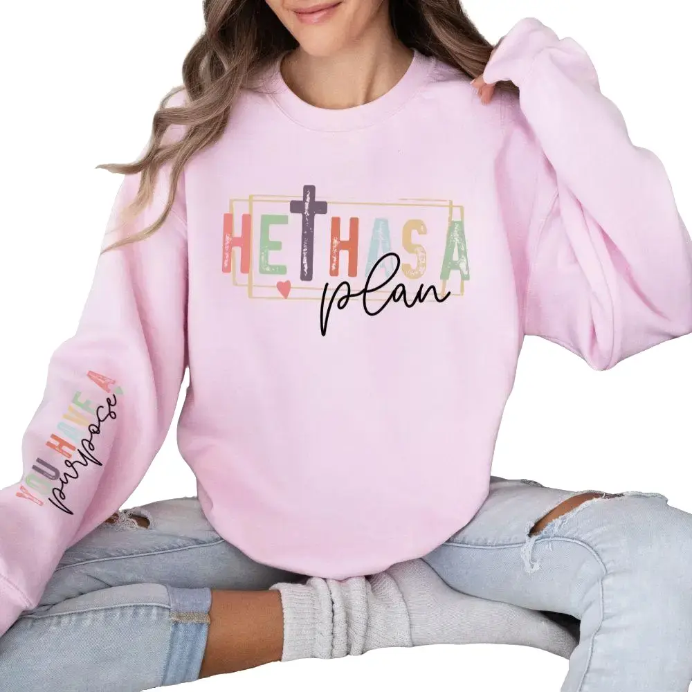 He Has a Plan Sweatshirt Soft Print Sweaters