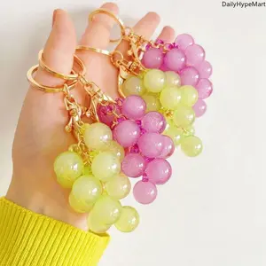 Cute Jelly Grape Cluster Keychain Set - Creative Fruit Bag Charms, Daily Fashion Accessory Gift for Fashion Enthusiasts