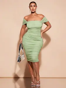 SHEIN BAE plus Size St Patrick Green Outfit Green Dress Spring Break Cheap Summer Spring Dress Pastel Dress Beach Women Dresses Long Beach Summer Dress,Birthday Dresses for Women SHEIN