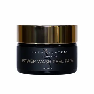 Intoxicated Cosmetics Power Wash Peel Pads with 5% Glycolic Acid 5% Lactic Acid & 2% Salicylic Acid for Smooth Radiant Skin
