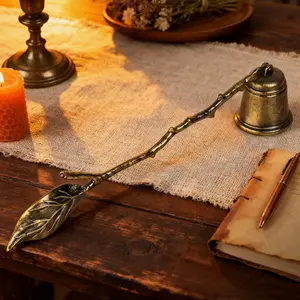 Candle Snuffer, Antique Gold Resin, 7.87 Inch Handle with 1.38 Inch Bell, Elegant Home Decor