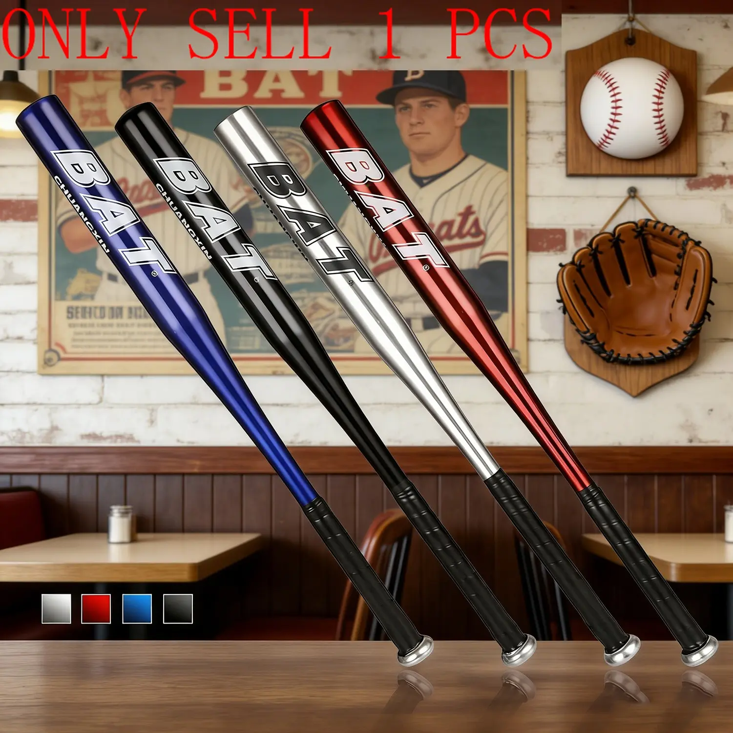 Durable Lightweight Aluminum Baseball Bat, Pro, 53cm High-Hardness Design, Multiple Colors Available, Ideal for Adult Outdoor Training and Games, Batting Practice Equipment, Metal Bat