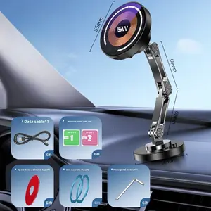 【PASLDA】Magnetic Phone Holder - 15W Wireless Charger, MagSafe Car Mount | 360° Rotation | Cell Phone Holder Set,Controller Holder,Car Accessories