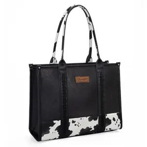 Wrangler Cow Print Large Capacity Tote Handbag for Women purse Tote Bag Leather Designer