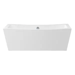Miseno  70 x 34 in. Rectangular Freestanding Soaker Bathtub with Center Drain, White & Polished Chrome