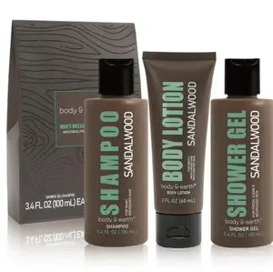 Bath and Body Gift Sets for Men - Sandalwood Scent Home Spa Gift Basket wity Shower Gel, Body Lotion, Shampoo | Birthday Gifts for Him