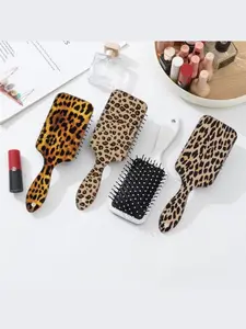 Leopard Pattern Cushion Comb, Massage Scalp Brush, Eco-Friendly Anti-Static Hairbrush, 1pc Beauty Tool for Healthy Hair Care