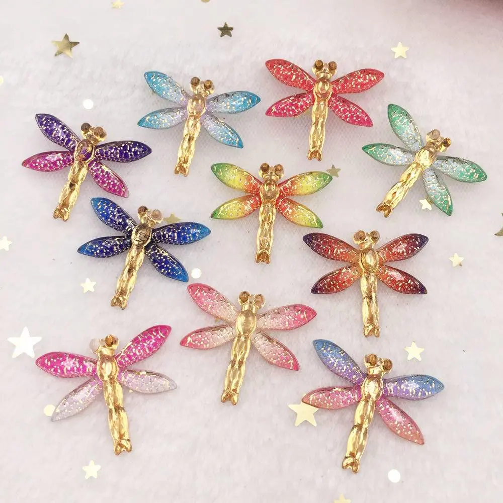 Colorful Dragonfly Shaped Rhinestone Decor, 10pcs/set 1 Hole Scrapbook Pendant Ornaments, DIY Wedding Appliques Decor Jewelry Crafts Accessories, DIY Jewelry Decoration, Rhinestone Decor Charm, Rhinestone Charms, Diy With Charms