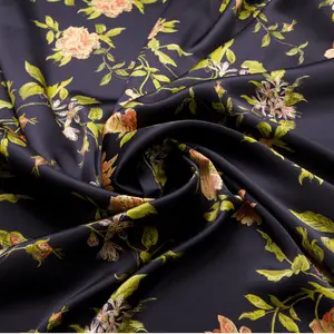 Wild Rose Print 100% Pure Mulberry Silk Fabric 19mm Cut-to-Size Silk Fabric