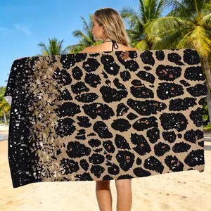 1 piece of leopard print quick-drying beach towel, Microfiber beach towel, Travel Towels, soft and comfortable, lightweight and highly absorbent, easy to carry, suitable for both men and women, ideal for beach, camping, swimming, traveling, etc.