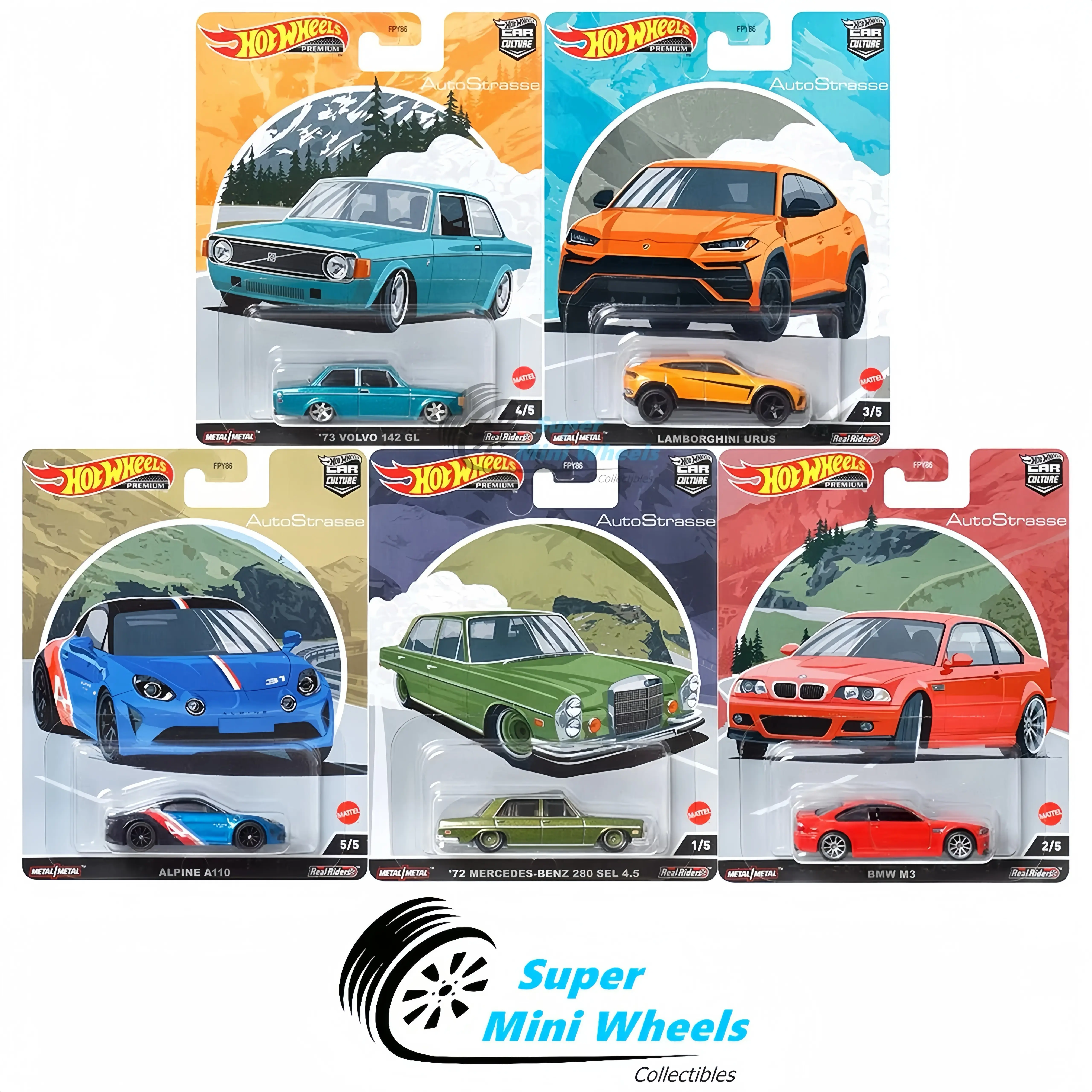Hot Wheels Premium 2022 Car Culture Q Case Auto Strasse Set of 5 Cars