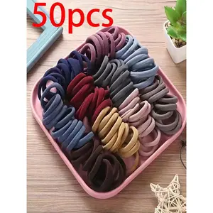 NewRandom Color Simple Plain High Elastic Hair Tie, Ponytail Hairstyle, Casual Versatile Hair Accessories for Women, Minimalist Ponytail Holder Rubber Bands for Thick Hair for Daily Use, Cute Hair Ties