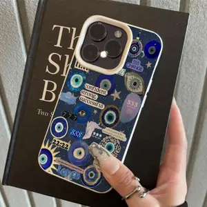 The Evil Eye Symbol Collage Style Pattern Is Suitable for Iphone 16 Pro Max Cases, As Well As for iphone 15 Pro Max/14/16 Plus/15/13 Pro/12/11, It Features a Minimalist TPU Design That Is Drop-Resistant And Stylish, Offering High Aesthetic Appeal