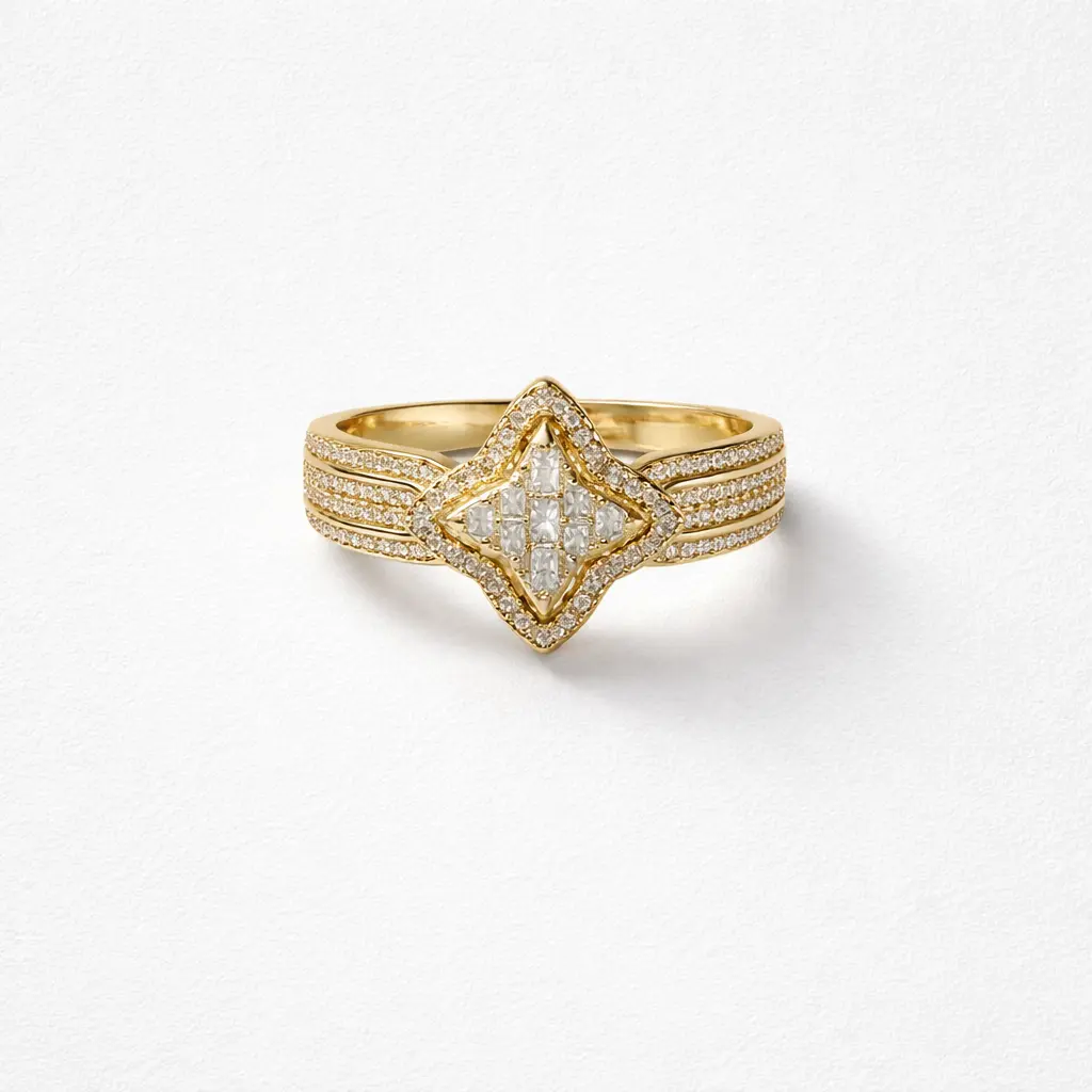 925 Gold Plated Silver Star Cubic Zirconium Ring Size 7