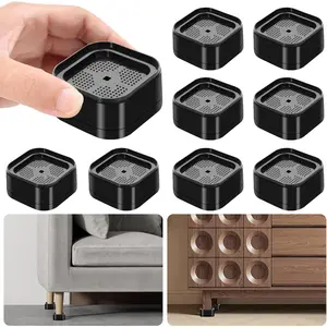 8 Pack Adjustable Heavy Duty Square Stackable Furniture Risers Lift Height 1 or 2 Inch for Desk Table Couch Sofa Chair Bed Frame Legs Dorm, Black