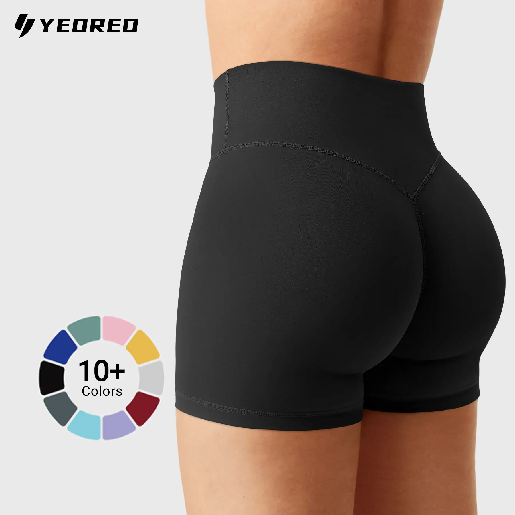YEOREO Women's Biker Athleisure Skort - High Waist V-Shaped Back Waistband Tummy Control, 4.5" Skinny Seamless Stretch Shorts with Hidden Scrunch Shapewear, Gym Exercise Activewear for Yoga, Running, Athleisure Shorts, Skinny Biker Shorts tiktokshopbackto