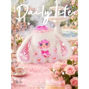 MIGO--ROSE tea party  600%,Bunny Plush Dolls,Soft Furry Collectibles,Backpack or clothing decoration,Blind bag Kawaii Stuffed Animals PAP Toys