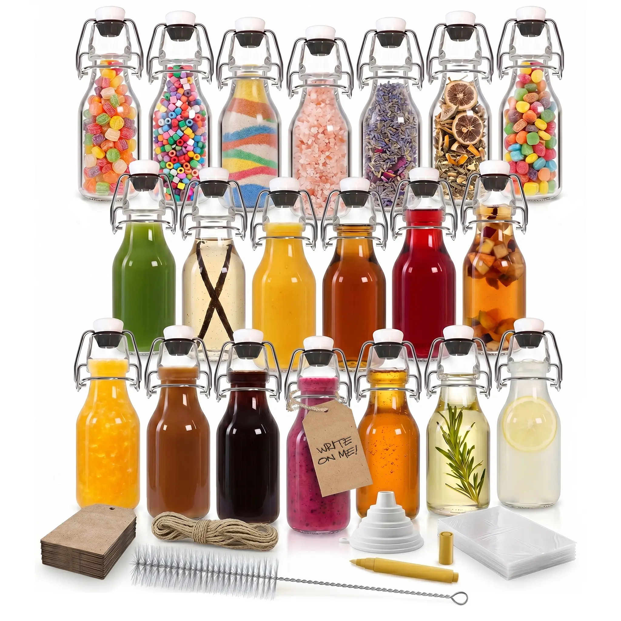 Nevlers 4 oz Round Swing Top Glass Bottle Set (Pack of 20)