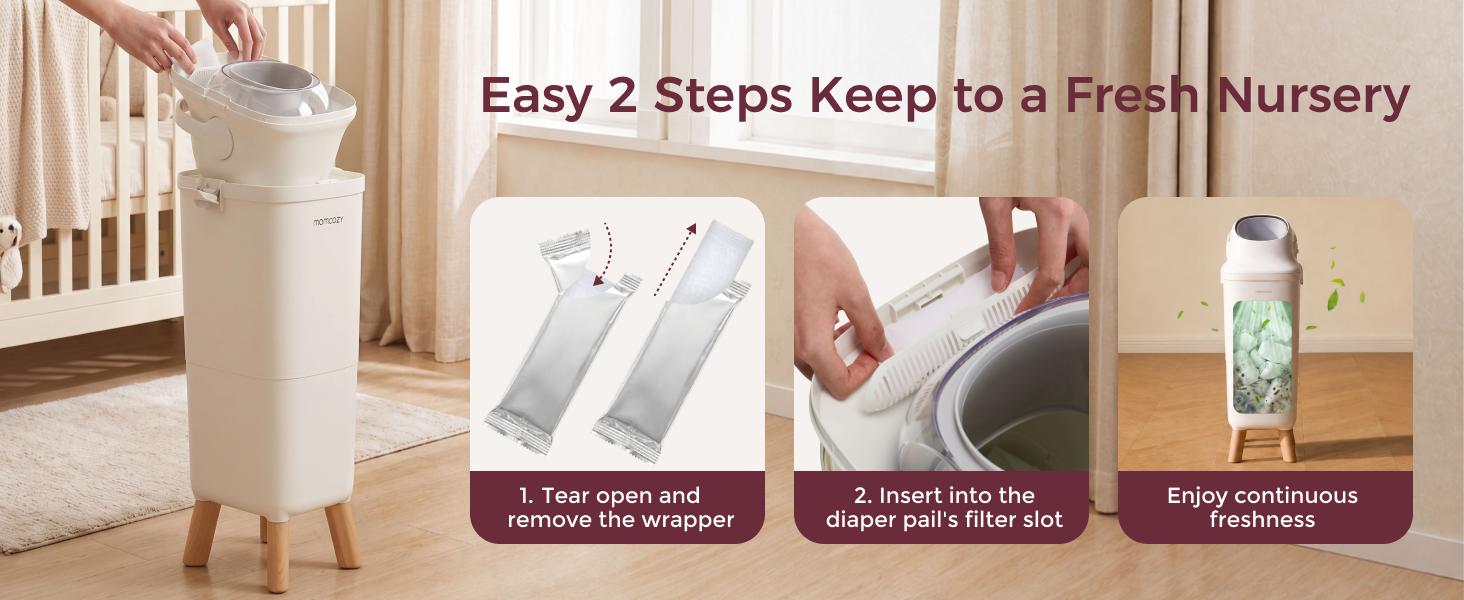 Momcozy Diaper Pail Deodorizer Refills, 4 Packs Mineral-Based Odor Control Bags, Fragrance-Free Odor Absorber Packs for Momcozy Diaper Pail, Trash Bins, Shoe Cabinets, Gym Bags & Cat Litter Boxes