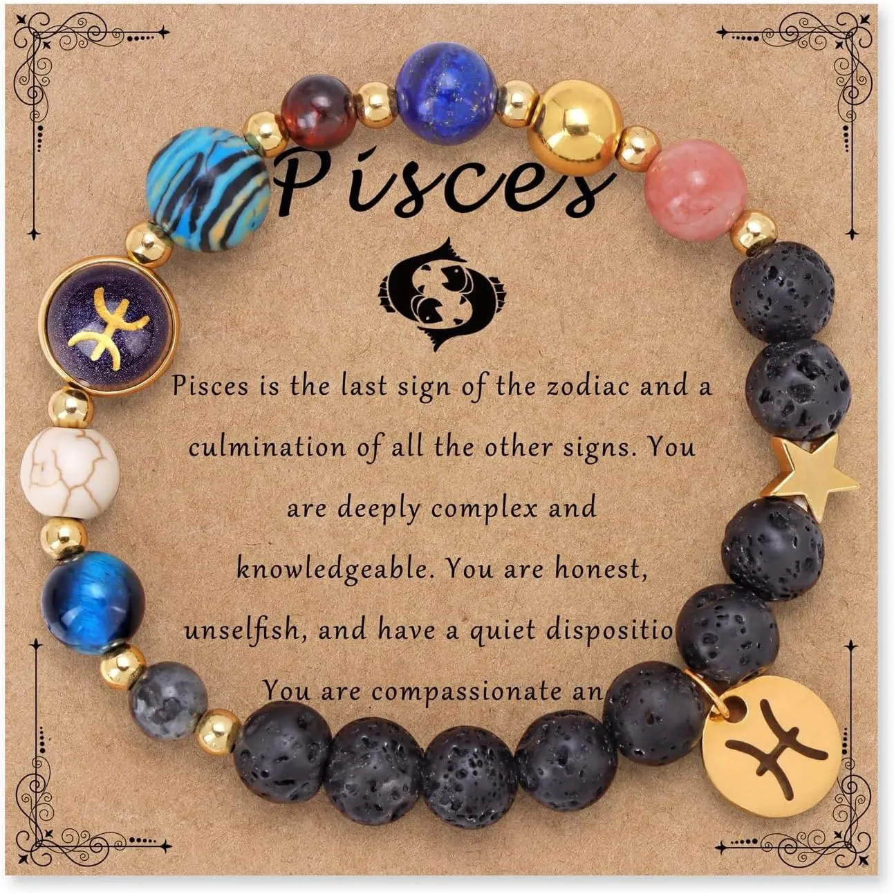 Zodiac Beaded Bracelets for Women, 12 Constellations Crystal Stone Bracelet for Birthday Zodiac Gifts, 18k Gold Constellation Charm Bracelet Jewellery