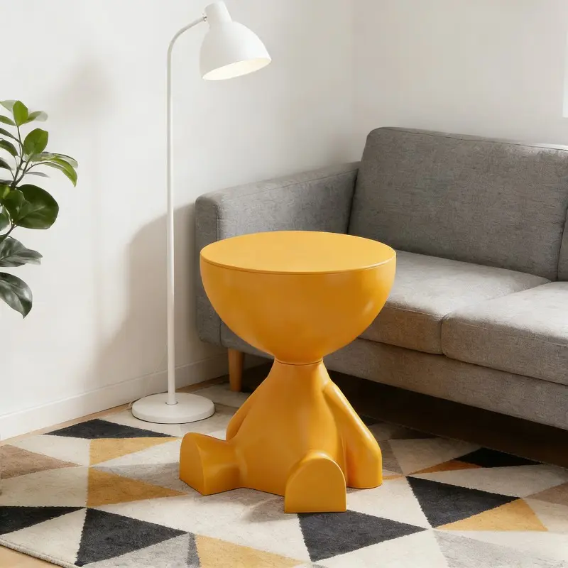 Small Coffee Table, Creative Cream Style Side Table, Flat Head Bear Floor Decoration Table, Cute Plastic Table, Bedroom Nightstand, Light Stable Stylish, Home Decoration Storage Essential, Accent Side Table