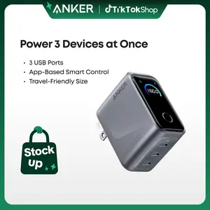 [Limited Offer]Anker Prime Charger, 160W 3-Port Compact USB-C GaN Charger Block, Smart Display and Touch Control, 140W Max Single-Port Charging, for MacBook, iPad, iPhone 17 / 16 / 15 Series, and More
