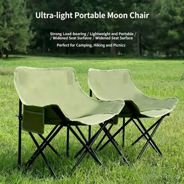 Oversized Lightweight Foldable Moon Chair - Ultra-Light Portable Camping Chair with Side Pocket, Outdoor Patio Furniture, Large Seat for Versatile Use in Camping, Hiking, Picnic