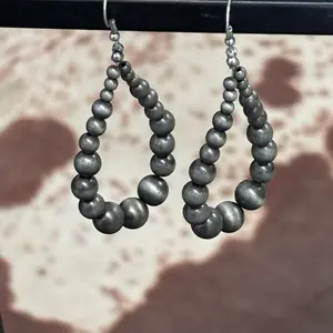 Western Teardrop Earring - Beaded Design with Circular Elements