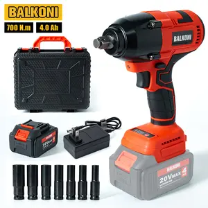 Max Torque 516 ft lbs (700N.m) Power Cordless Impact Wrench 1/2", 20V Impact Brushless Motor with 4.0Ah Battery, Power Impact Wrench with 7 Sockets for Home Car，Variable Speeds For Car Tires