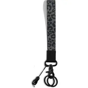 Yiflin Cute Wrist Lanyard for Keys, Keychain, Wallet, Id Holder, Cell Phone, Wristlet Lanyard Key Chain Holder(Black Leopard)