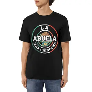 YD.S Print Cotton T-Shirt Cotton Graphic Tees, Men's Streetwear Gifts: Festival & Vacation Outfits La Abuela Mas Chingona T-Shirt