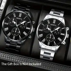 Men's Quartz Watch Set, Casual Round Dial Design, Zinc Alloy Case, Modern Style, Ideal Gift for Father's Day, Valentine's Day, Birthday, Modern Fashionable Wristwatch