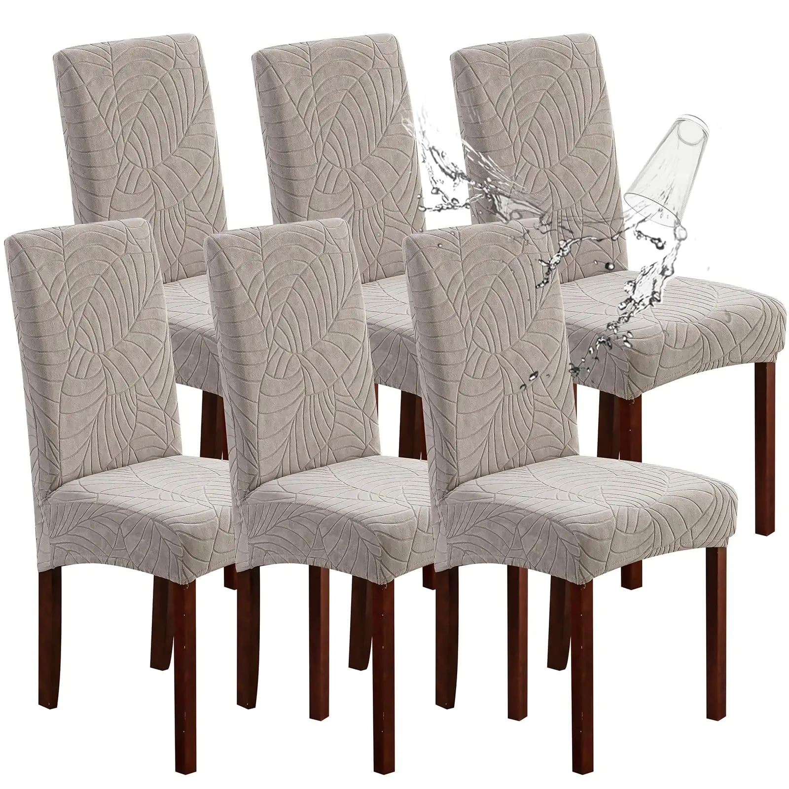 4/6 pieces 100% waterproof dining chair and table cover. Suitable for dining table sets. Large dining chair and table cover protector pad. Suitable for Parson-style chairs in the kitchen. Suitable for home or restaurant use (with seam, light gray)