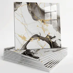 10/20pcs laminated tile shower waterproof marble tile wall panels, 11.8 "x11.8" self-adhesive backsplash tiles, Durable PVC Construction wall panels, home bathroom, kitchen, living room shower tiles
