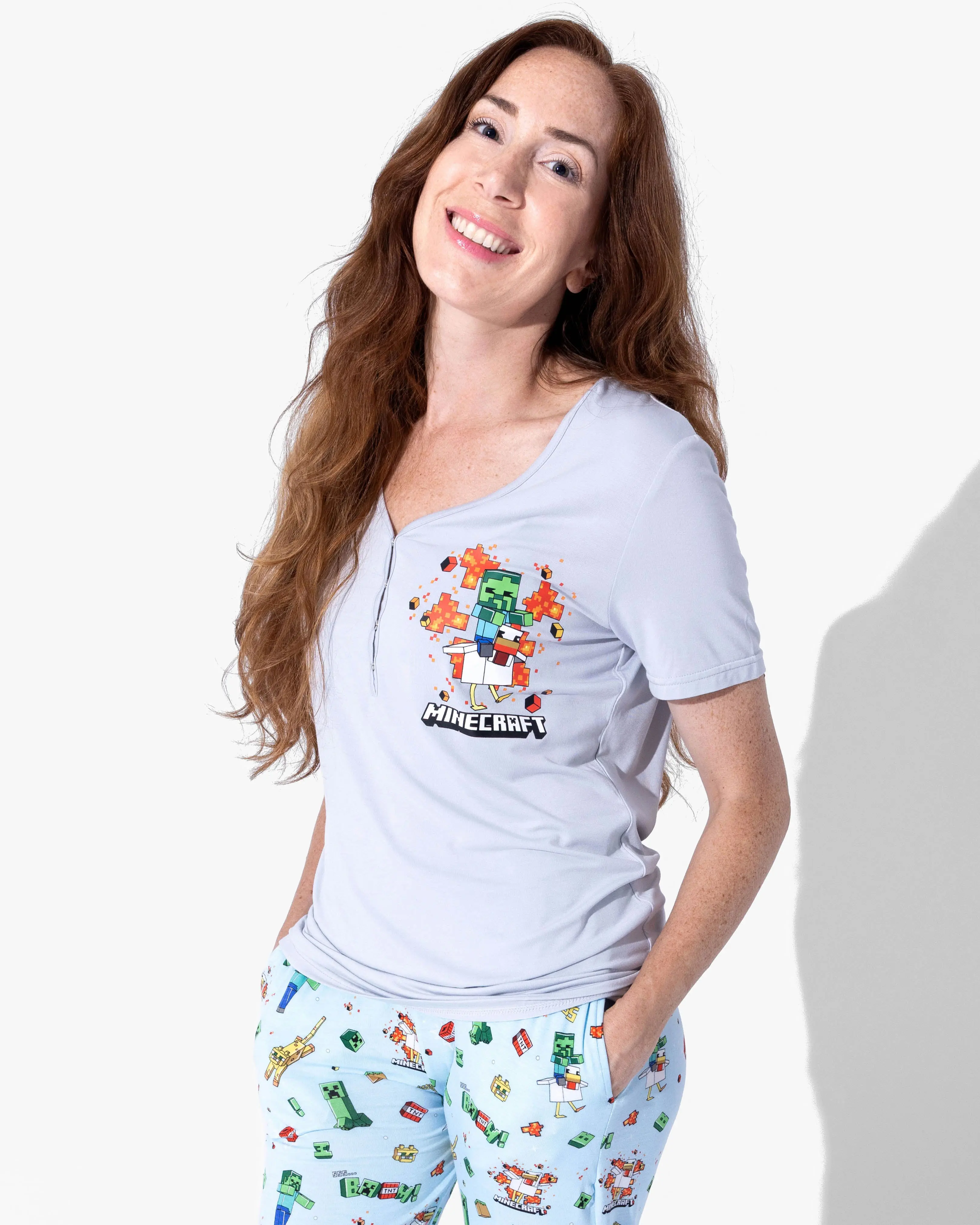 Bellabu Bear Minecraft: Chicken Jockey Bamboo Women's Pajama Set