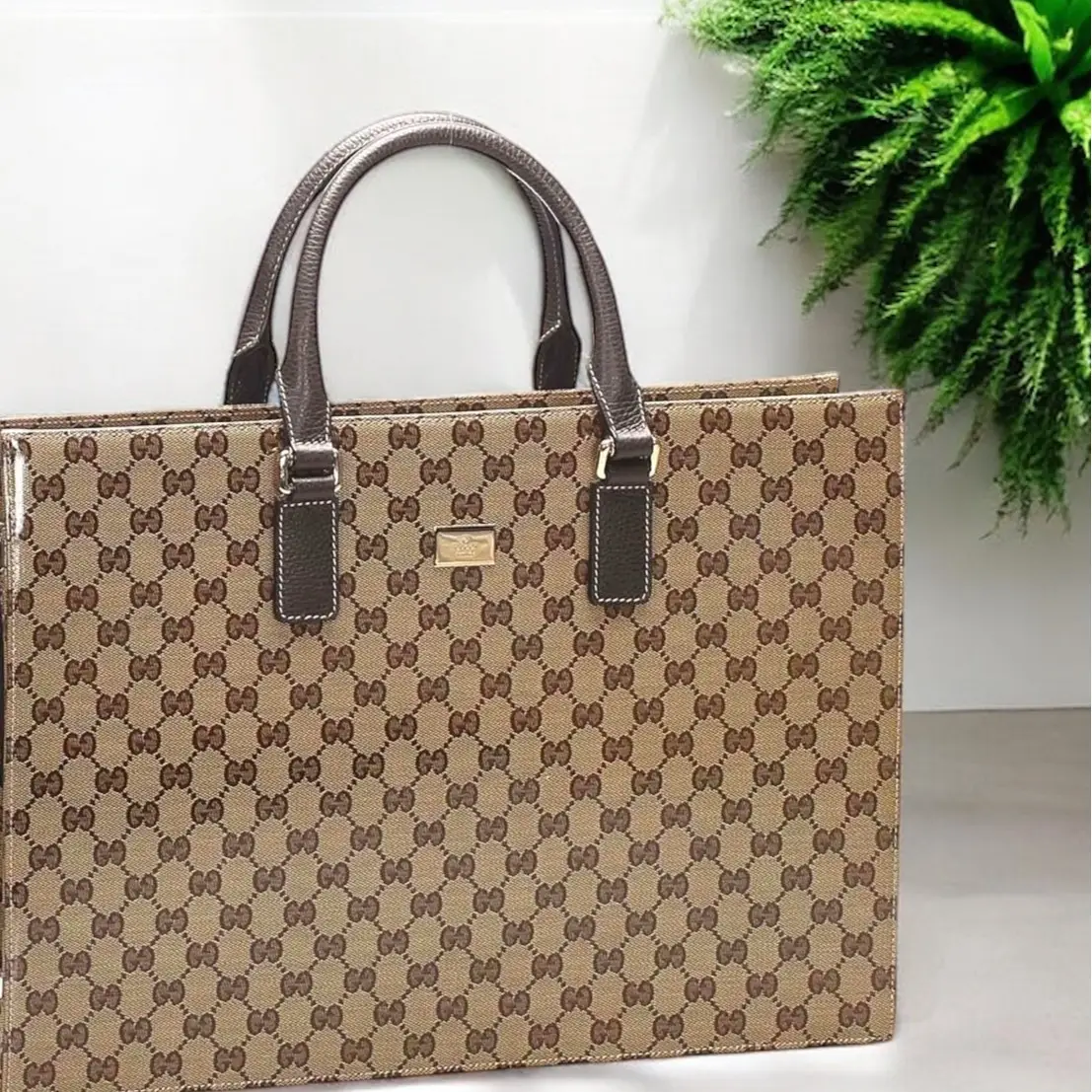 Pre-owned GUCCI Canvas professional & technology bags Brown GG Crystal Monogram Business Briefcase