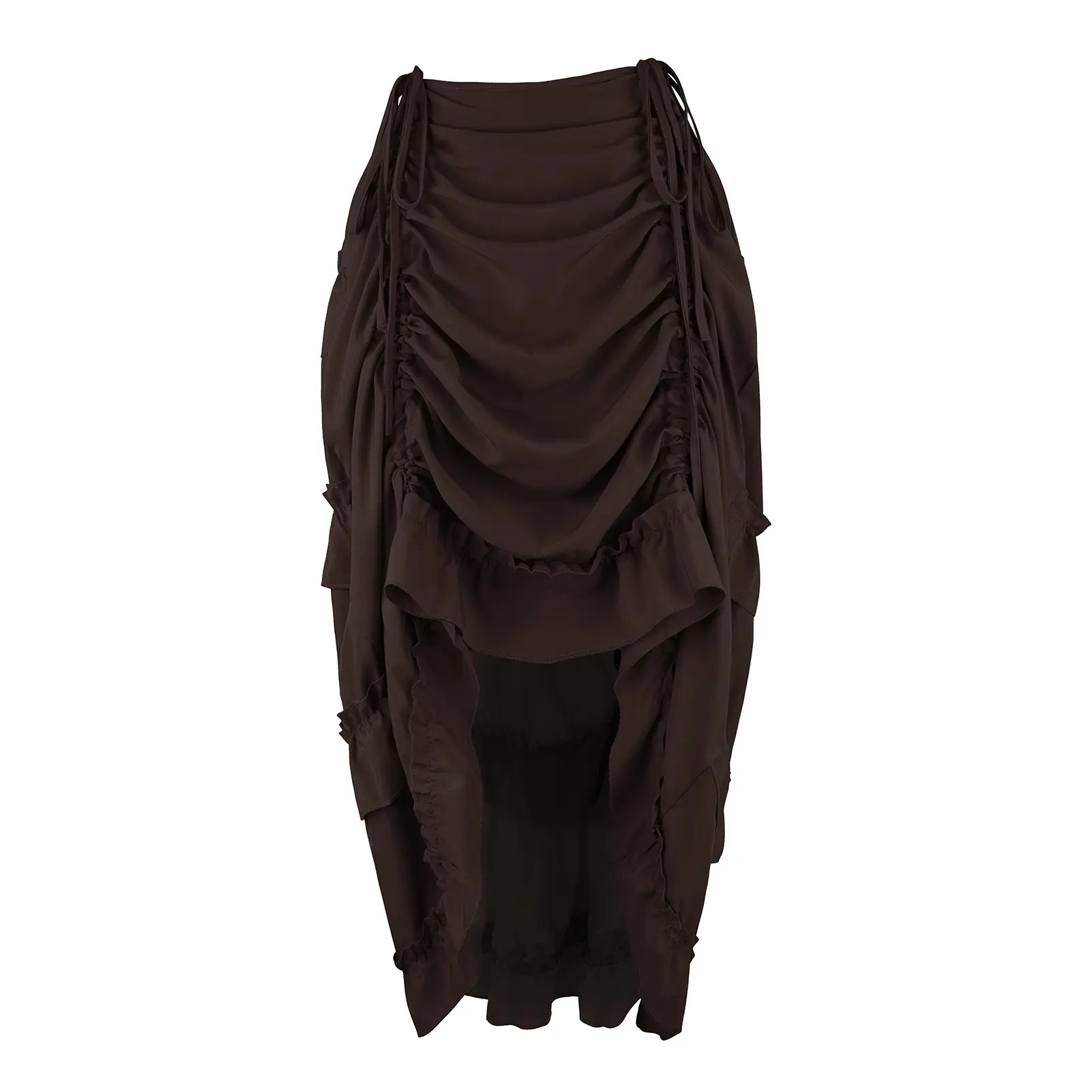Women's Steampunk Skirt Ruffle Victorian Skirt Medieval Renaissance Skirts Cosplay Outfits  Asymmetrical High Low Skirt Pirate Skirt 6388-live-1