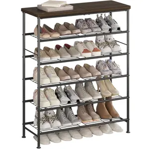 Shoe Rack Organizer 4/5/6 Tier Large Capacity Shoe Rack for Closet, Shoe Storage Shelf with MDF Top Board Organizing Wooden Decorative Industrial Deals For You Days