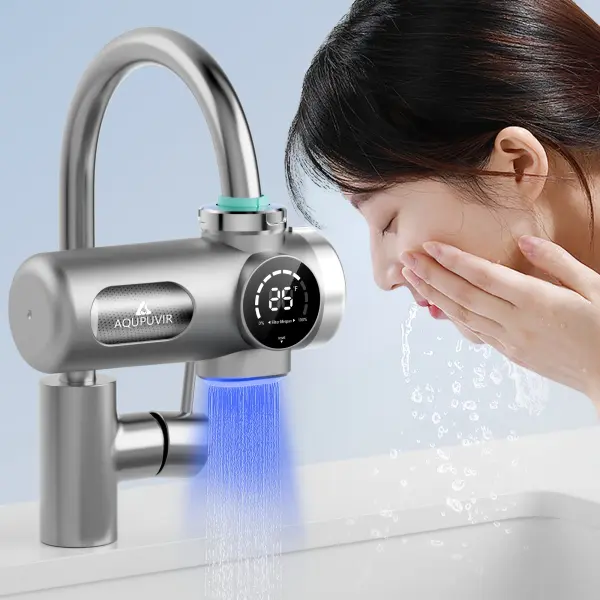 Household Faucet Water Purifier 2-in-1 Smart Faucet Filtration System with LED Screen, 3-Stage Filter Tap, Intelligent Dual Water Mode, Food & Skin Safe for Kitchen, Bathroom, Fits Most Standard Faucets, Water Filtration System